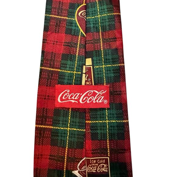 Coca Cola Red Green Plaid Gas Station Delivery Truck Necktie - Picture 4 of 7